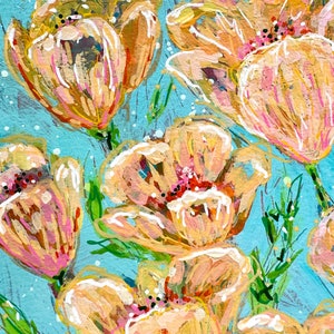 Orangesicle Tulips // Odd Size, February Flowers 2021, Flowers, Floral, Gift, Original Painting, Acrylic, Original Art image 3