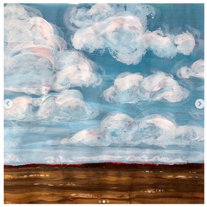 Day 23 // Pressed Clouds, 9x12, Landscape, Painting, Daily Painting Challenge, 100DaysofPaintonaRoll, Original Art, Free Shipping image 3