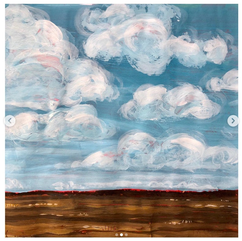 Day 23 // Pressed Clouds, 9x12, Landscape, Painting, Daily Painting Challenge, 100DaysofPaintonaRoll, Original Art, Free Shipping image 3