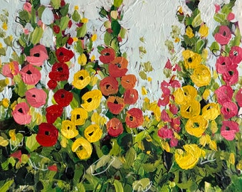 Day 9 Starts with H // February Flowers 2024, Stalk Flowers, Colorful, Blossom, Floral, Original Painting, Original Art, Free Shipping