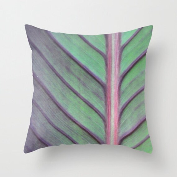 Items similar to Pillow Cover, Canna Lily Photo Pillow, Green Grey Purple, Bedroom, Living Room