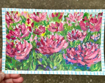 Peony Party // Odd Size, February Flowers 2021, Flowers, Floral, Gift, Original Painting, Acrylic, Original Art