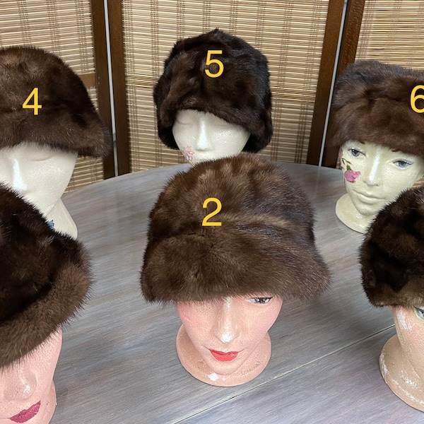 Genuine Brown Mink Fur Hat all sizes