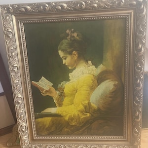 Framed Vintage Art Print “Young Girl Reading” (La Liseuse) by Fragonard – Baroque Gold Frame