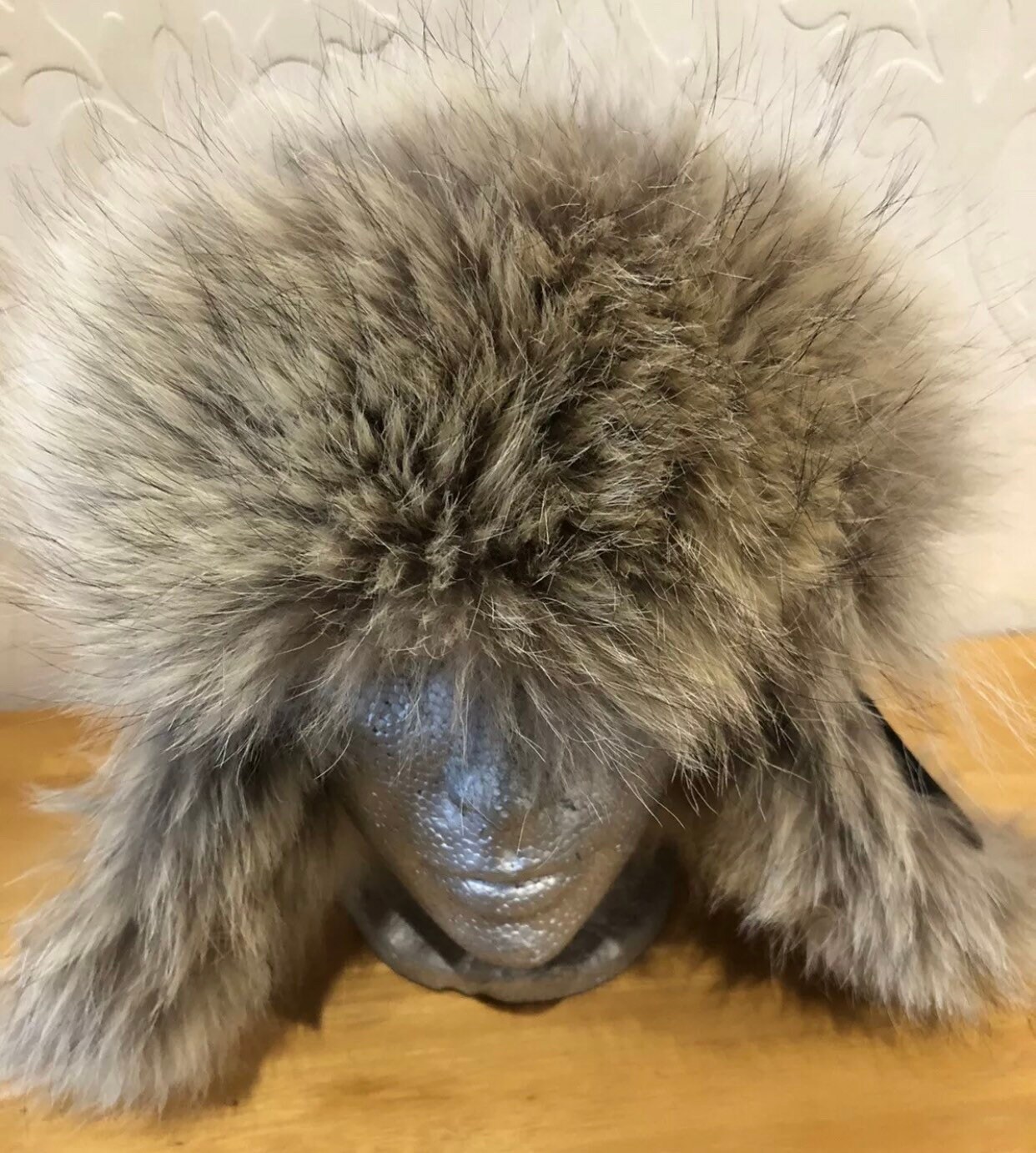 Natural Coyote Fur Leather Top Trapper Russian Hat Ushanka