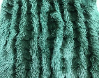 Dyed Green Emerald Sheared Carved Mink Fur Skin Pelt Craft Scarf Winter Accessory