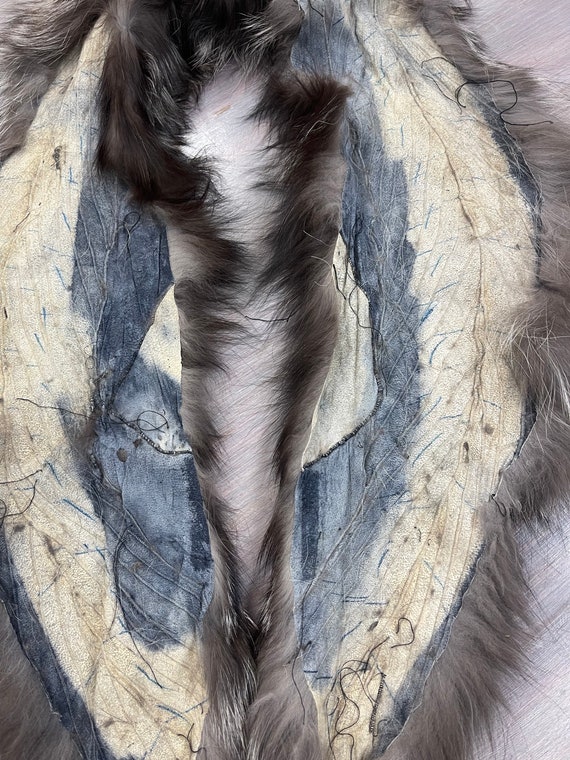 Silver Fox Fur Collar Shawl Scarf Boa Craft Winte… - image 5