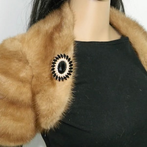 Genuine Brown MINK fur short vest with Sleeves Bolero Evening