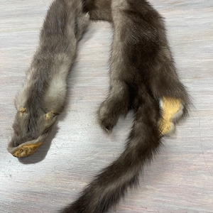 21’’ Gray Mink Fur Skin Pelt Craft Scarf Winter Accessory