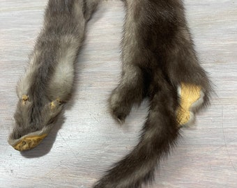 21’’ Gray Mink Fur Skin Pelt Craft Scarf Winter Accessory