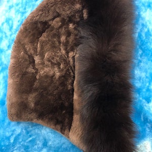 Brown Sheared Beaver FUR Hood Fox pelliccia trim Winter Accessorio n.20