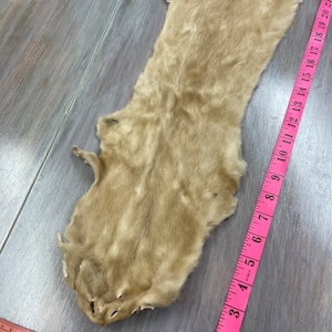 Beige Mink Fur Skin Pelt Craft Scarf Winter Accessory B-25