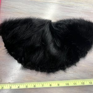 Black Mink Fur Skin Hat Tails pattern Craft Winter Accessory D-7