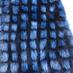 Dyed Blue Sheared Carved Mink Fur Skin Pelt Craft Scarf Winter Accessory
