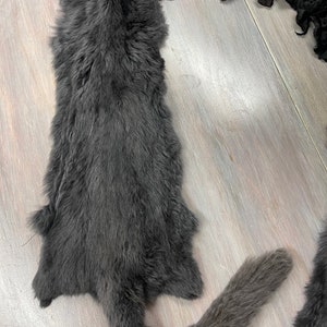 20’’ Charcoal Gray Opossum Fur Skin Tail Craft Scarf Winter Accessory