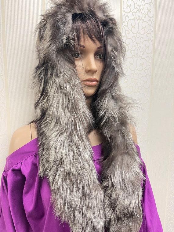 Silver Fox Fur Collar Shawl Scarf Boa Craft Winte… - image 3
