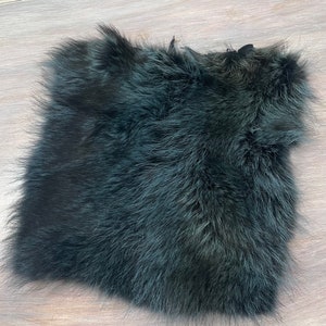 12’’ Genuine Green Raccon Fur Skin Piece Craft n.1