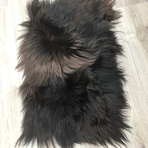 17x27 Dyed Brown Goat Yak Fur Skin plate piece Pelt Craft Scarf Winter Accessory