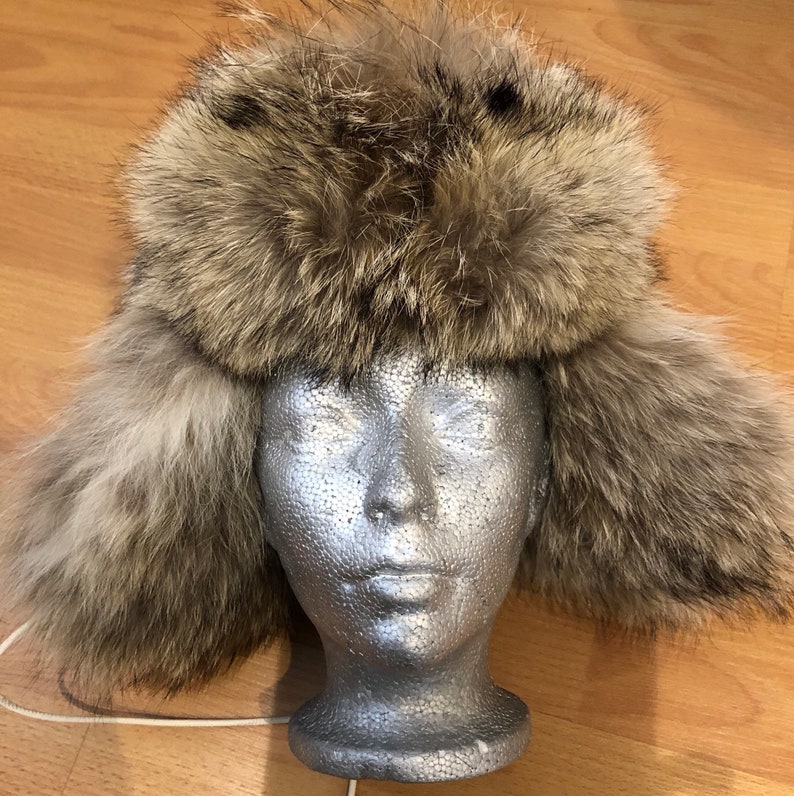 Natural Coyote FULL Fur Trapper Russian Hat Ushanka | Etsy