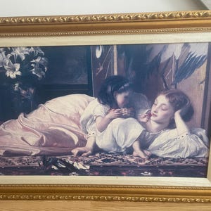Framed Reproduction – “Mother and Child” by Frederic Leighton – 41 x 27 in – Vintage Gold Frame