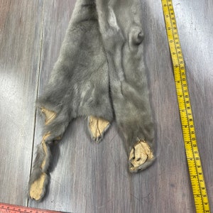 Gray Sapphire Mink Fur Skin Pelt Craft Scarf Winter Accessory Tail A-11