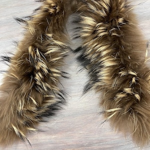 24.5’’ Natural FINN Raccoon FUR Trim Strip for Hood Strap Winter Accessory n.13