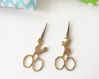 Unicorn / Chick Gold Antique Scissors Embroidery Scissors
