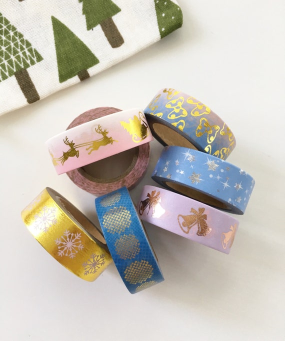 Gold Foil Christmas Washi Tape Snowflake Bow Reindeer Jingle | Etsy