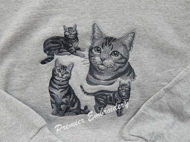 Embroidered Cat Sweatshirt - Etsy Singapore