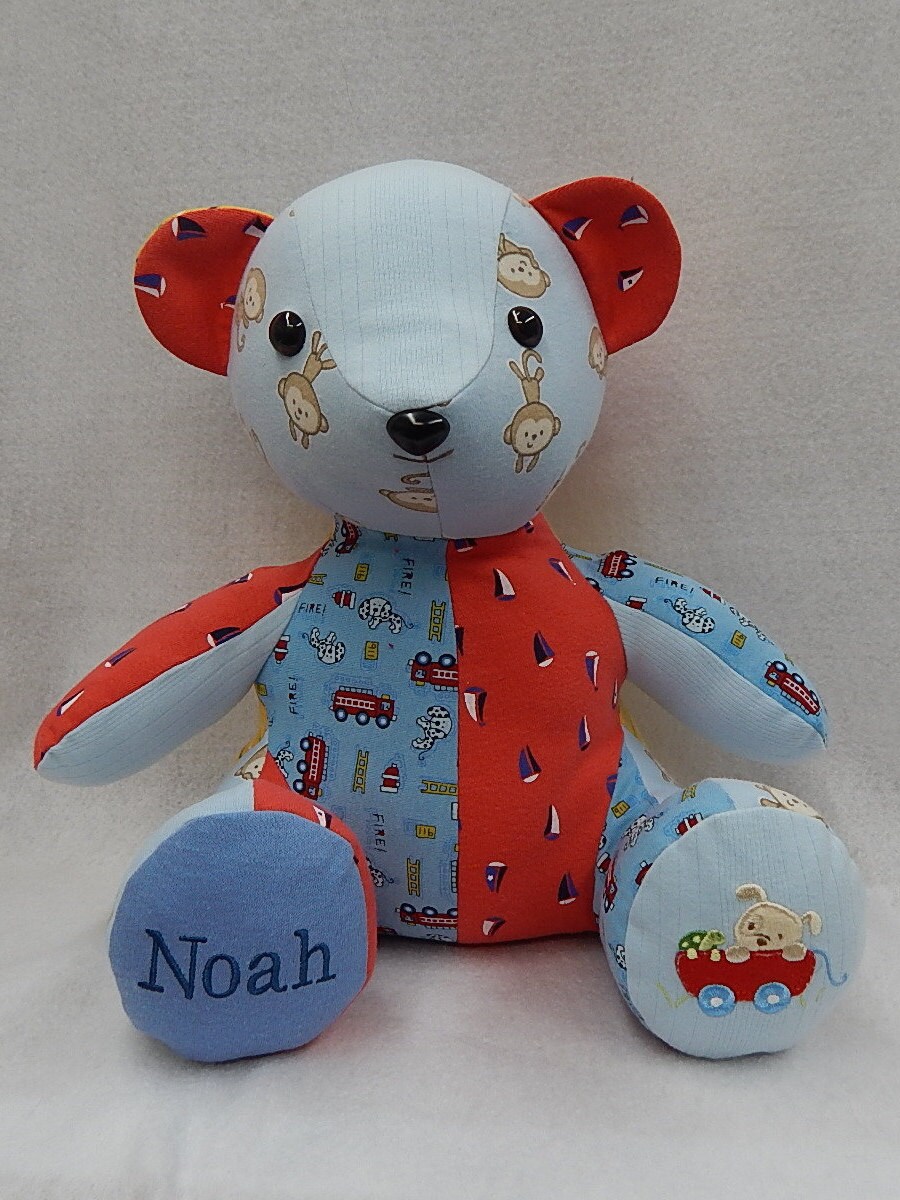 teddy bear made from baby clothes