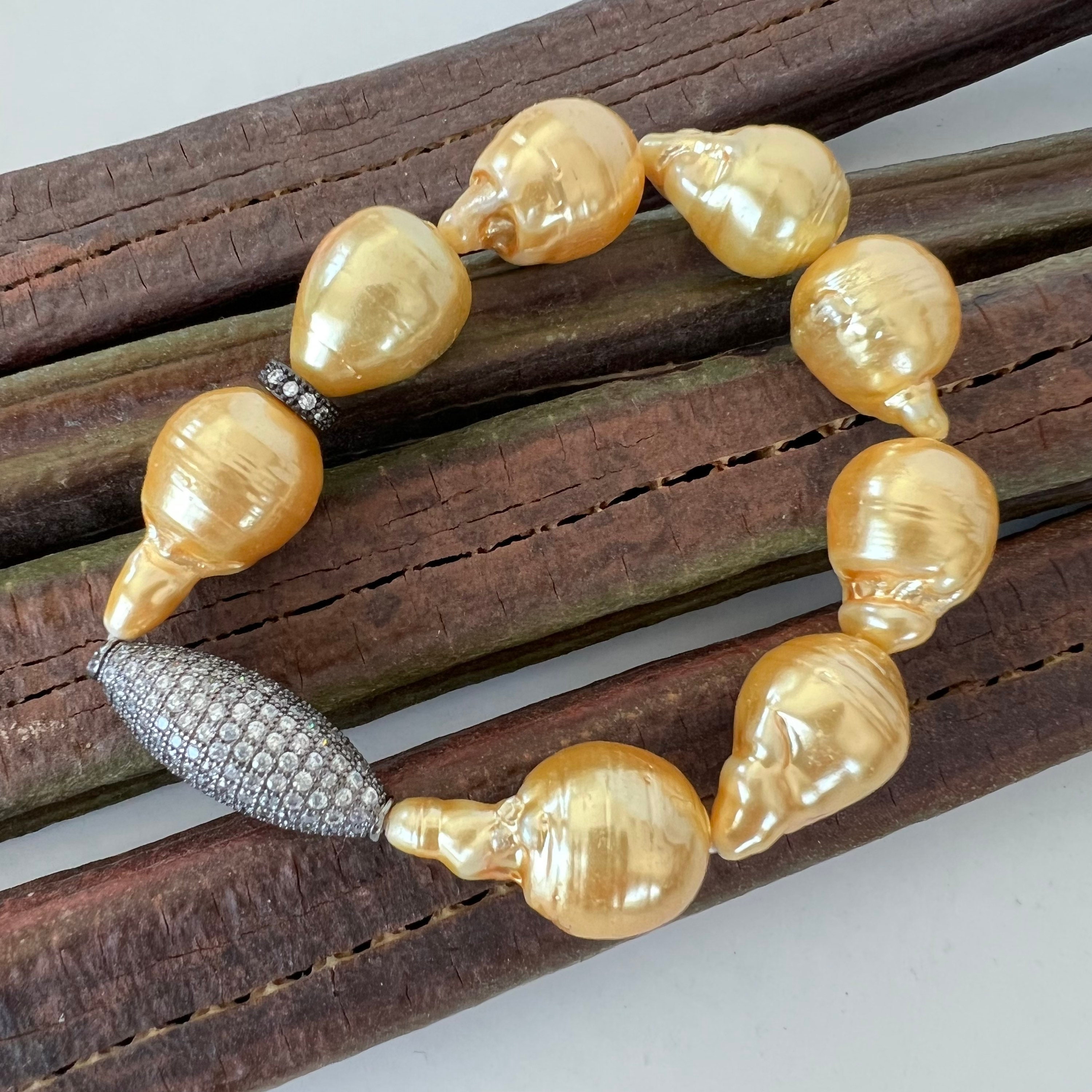 Frigotine Bracciale Donna Con Perle Barocche E Catena Oro | Gioiello Minimal Regolabile - 5