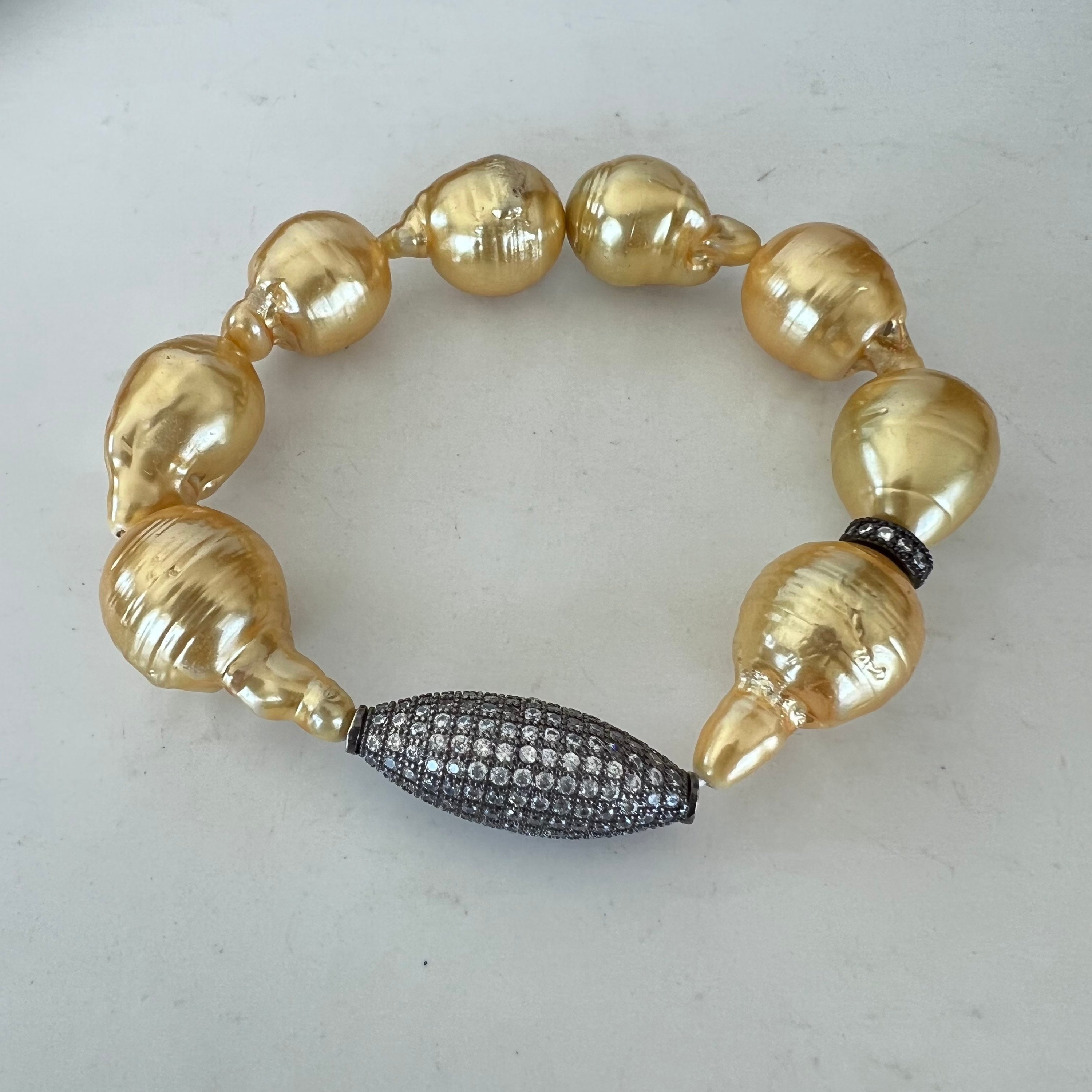 Frigotine Bracciale Donna Con Perle Barocche E Catena Oro | Gioiello Minimal Regolabile - 4