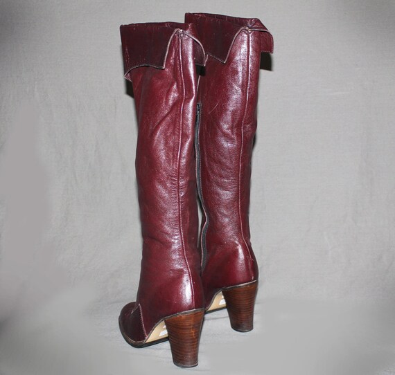 knee high burgundy leather boots