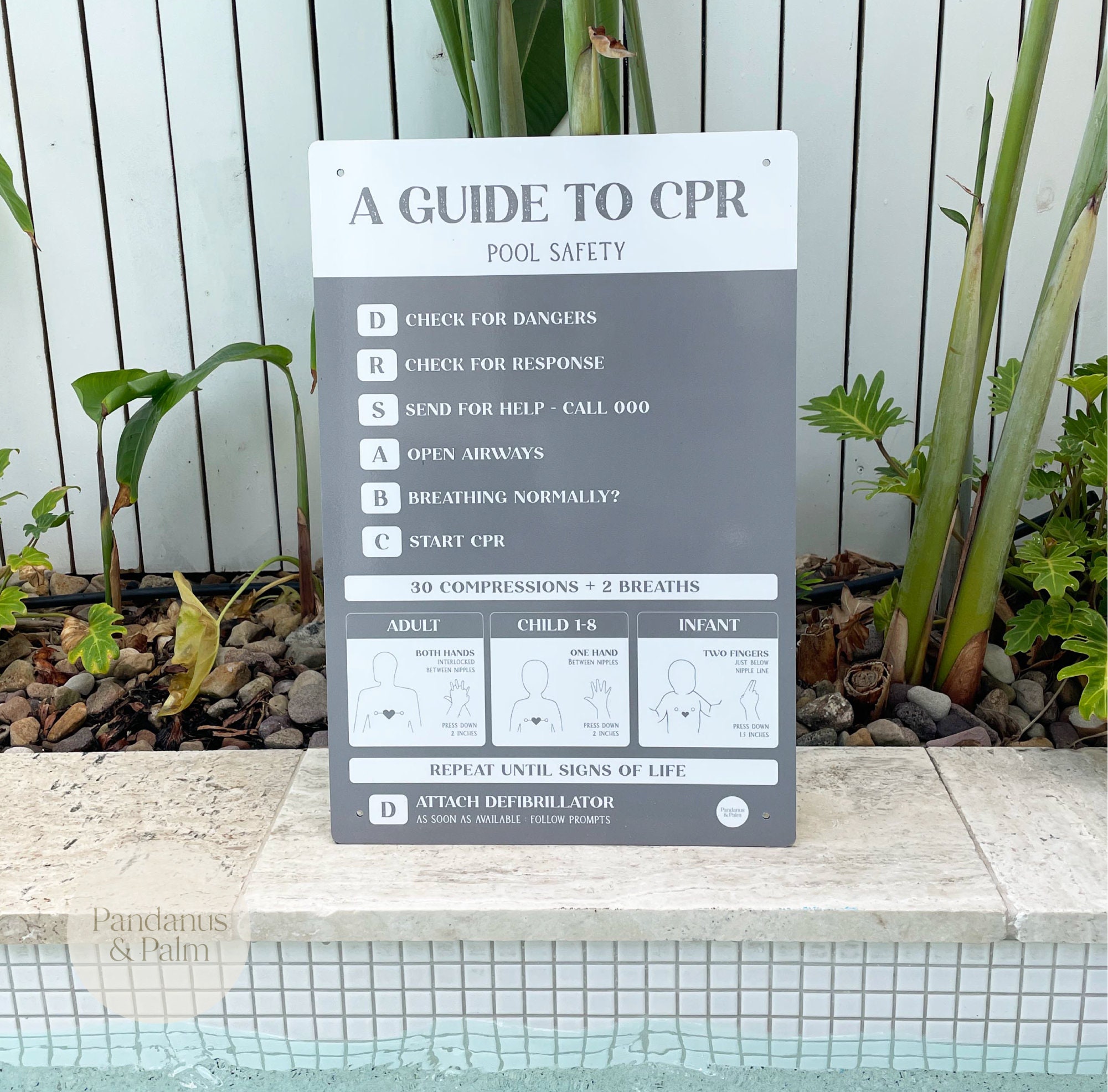 Designer CPR Pool Sign Grey Etsy Australia