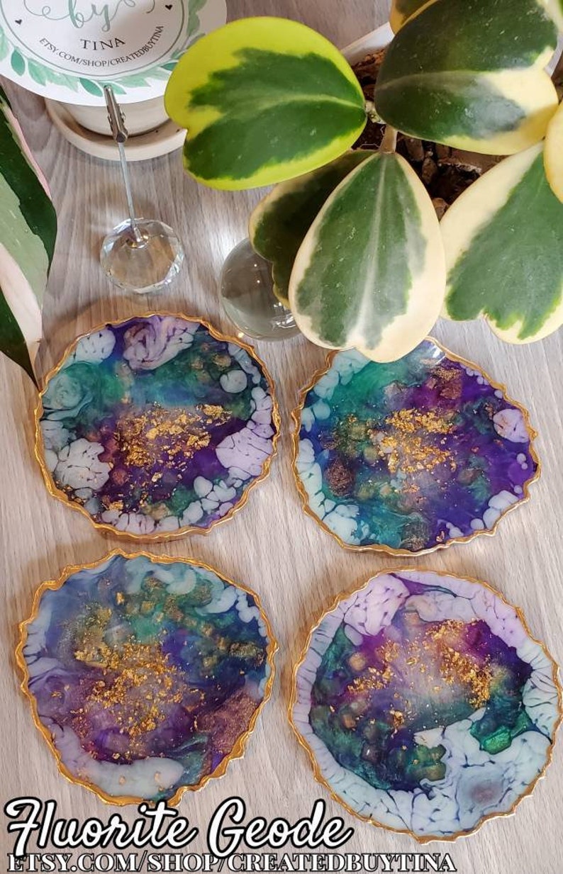 Fluorite Geode GEODE GEMSTONE COASTERS