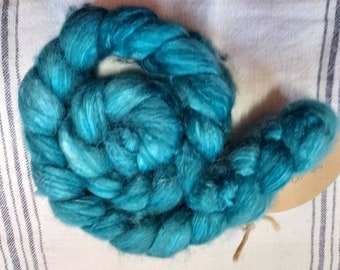 Kammzug, Maulbeerseide/Babykamel  in petrol/teal