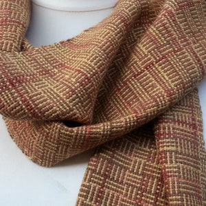 Hand-woven scarf, unique piece made of virgin wool with silk image 2