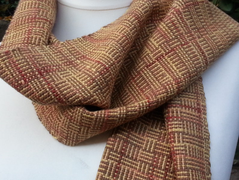 Hand-woven scarf, unique piece made of virgin wool with silk image 2