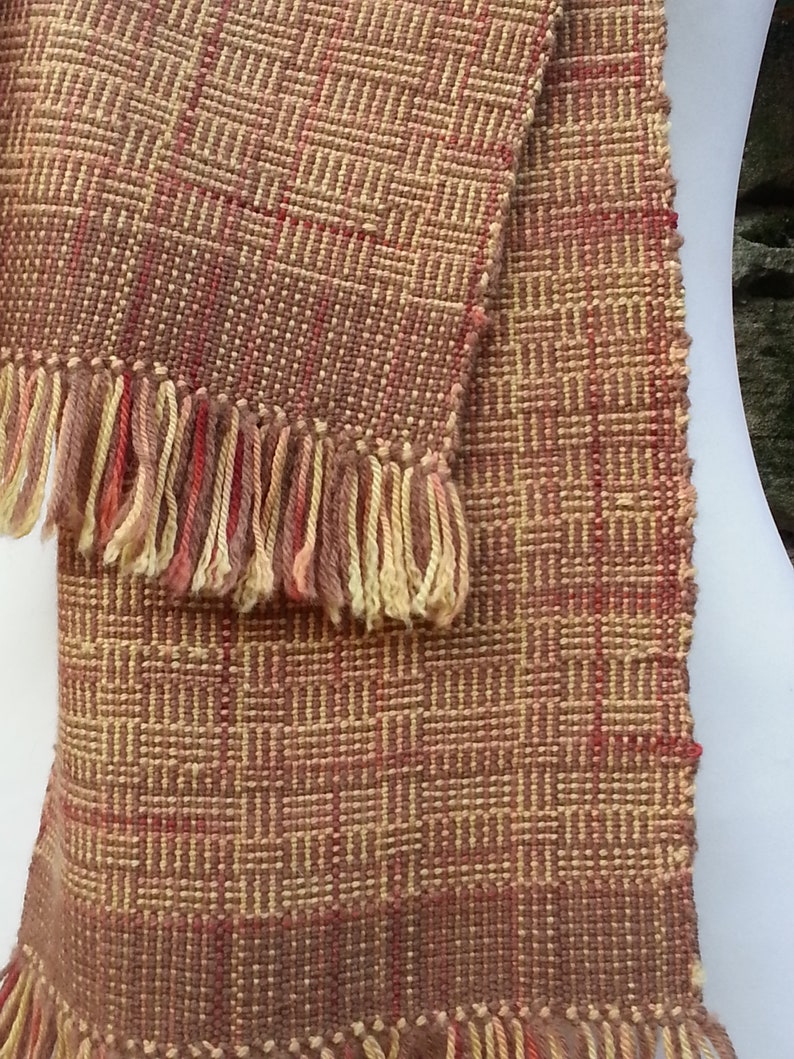 Hand-woven scarf, unique piece made of virgin wool with silk image 3