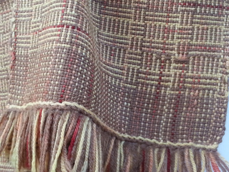 Hand-woven scarf, unique piece made of virgin wool with silk image 4