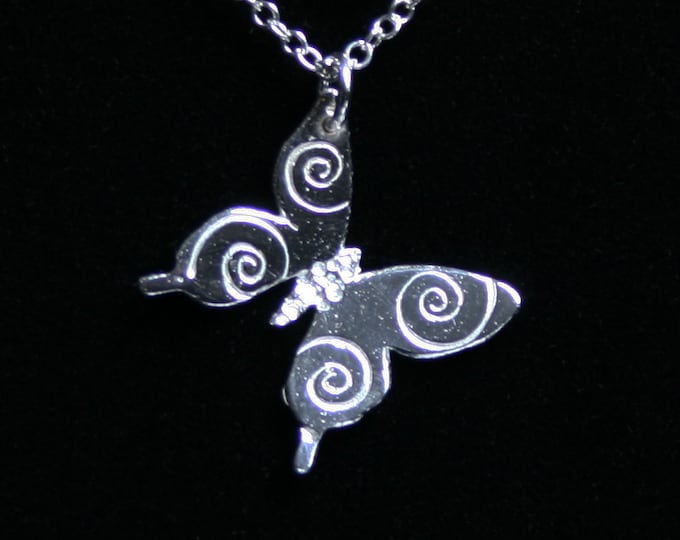 Artisan Butterfly 'Flutterby' Pendant. Traditionally hand made butterfly pendant made from 925 Sterling Silver. Silversmith, Metalsmith.