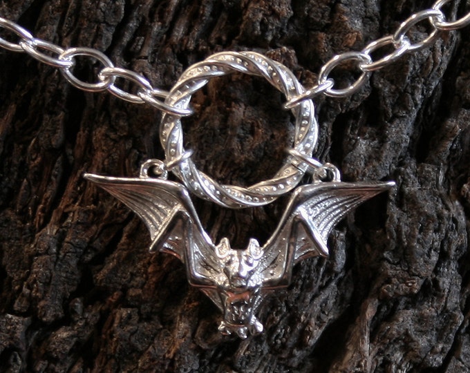 Gothic Bat ~ Discrete PERMANENTLY LOCKING Fancy O ring Day Collar / Slave Necklace. Sterling silver. Captive ring collar. Choker / necklace