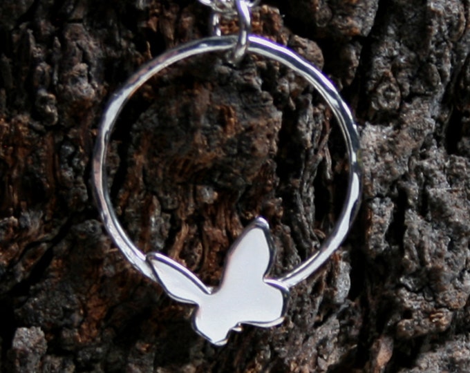 Little butterfly - On the Wing. Eco friendly Sterling Silver 'Forest friends' collection. Exclusive design. Tiny Butterfly. Flying Butterfly