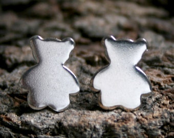 Teddy bear. Sterling Silver stud earrings. 'Forest friends' collection. Exclusive design. Ear studs. Little Teddies. Eco-friendly silver.