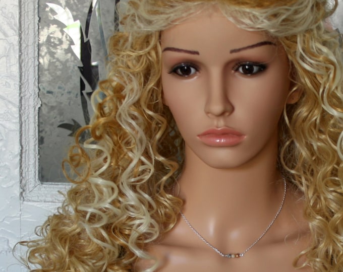 Discrete permanently locking gemstone beaded Day Collar / Slave Necklace. Sterling silver. Choose gemstone. Wear as a choker or a necklace.