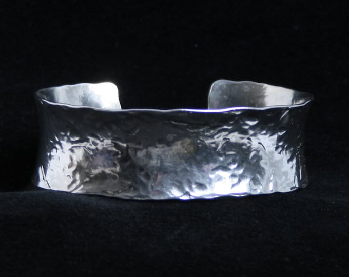 Medium anticlastic cuff bracelet 'Lydia' Traditionally hand made with hammered finish for added sparkle. Fully UK Hallmarked Sterling Silver