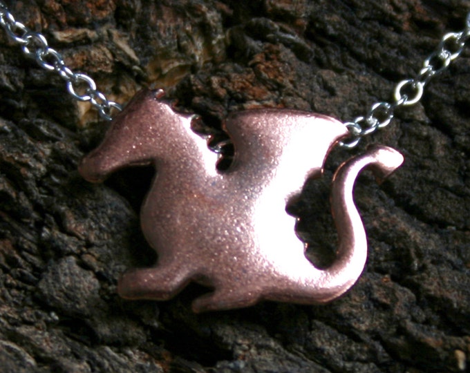 Baby Red Dragon. Copper and Sterling Silver Pendant. 'Forest friends' collection. Welsh Dragon. Exclusive design. Eco-friendly.