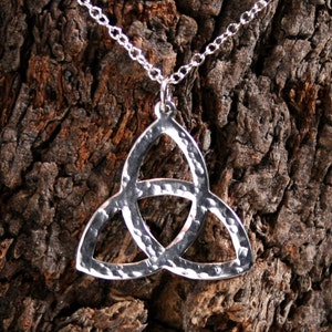 Triquetra Pendant ~ Sterling Silver Celtic Knot. Choose either a Hammered or Plain finish.