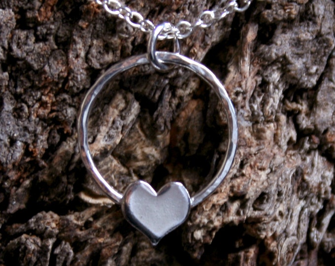 Love Heart. Eco-friendly Sterling Silver pendant. Mothers day / Birthday / Valentines / Wedding / Engagement / Push gift / I love you