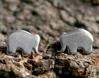 Elephant. Sterling Silver stud earrings. 'Forest friends' collection. Exclusive design. Ear studs. Cute little Ellies. Eco-friendly.